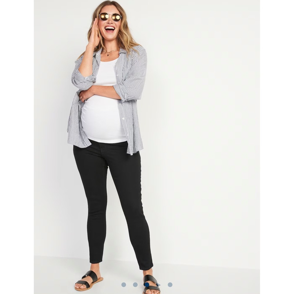 NEW Black‎ Maternity Rollover-Panel 360° Stretch Super-Skinny Jeans in 2 Short
